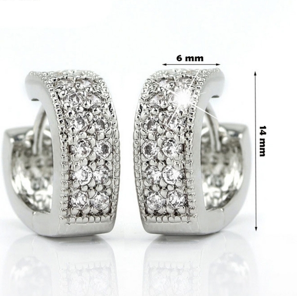 New Stud Hoop Diamond Earrings - Picture 2 of 2